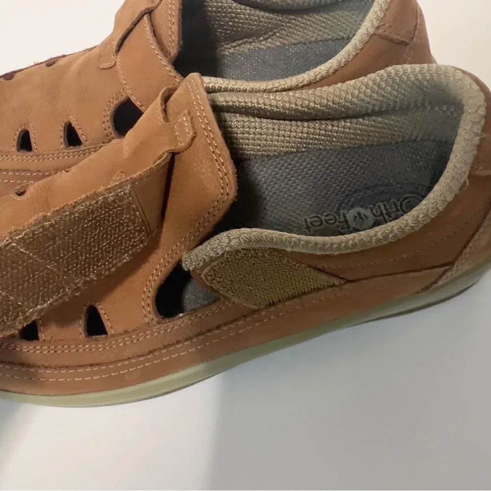 Orthofeet Serene Women's Tan Leather Comfort Orthotic‎ Slip On Shoes Size 7 M